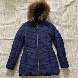 Celebrity Pink Faux-Fur-Trim Hooded Puffer Coat